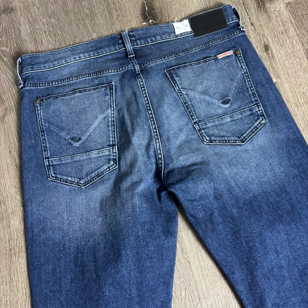 Hudson Byron Straight Jeans Mens‎ 38x34 Blue Denim Zip Fly Stretch Five Pocket - Picture 12 of 12